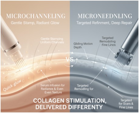 The Core Idea of Microchanneling vs. Microneedling Collagen Stimulation, Delivered Differently
